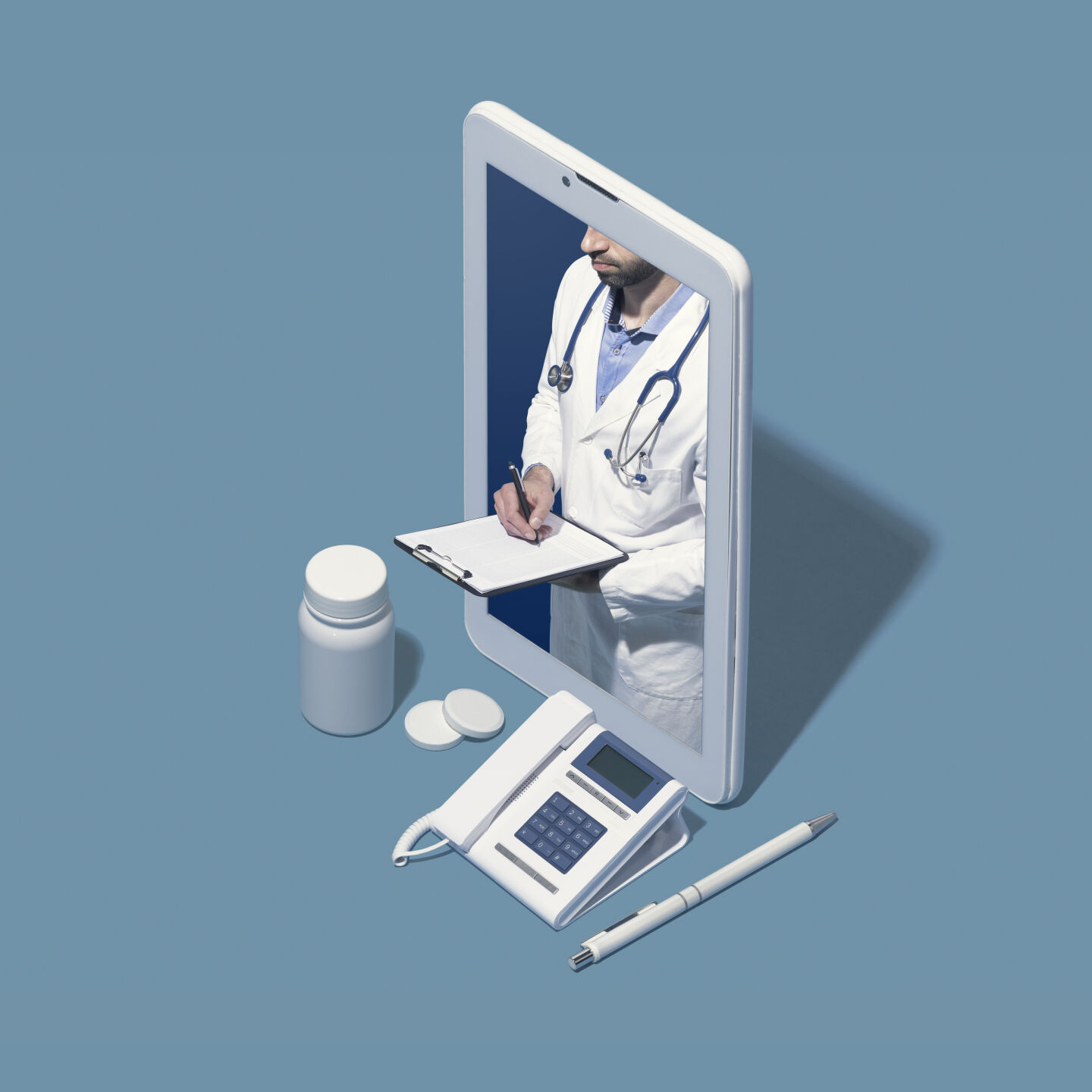 Professional doctor giving a consultation online